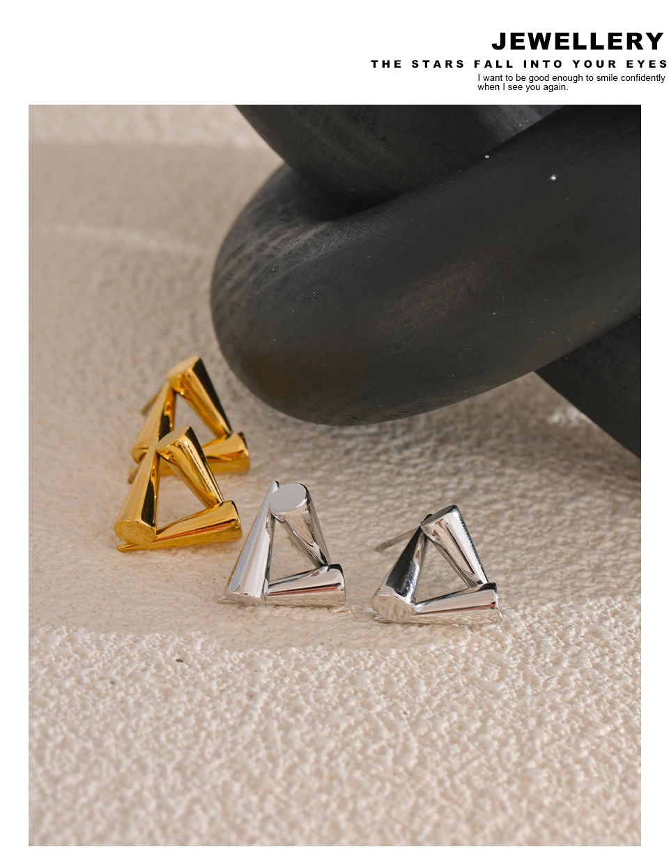 Yhpup Ohrstecker aus Edelstahl mit dreieckiger Geometrie, ungewöhnlich, rostfrei, Metall, 18 Karat PVD-beschichtet, trendiger Alltagsschmuck, Bijoux – Detail 13