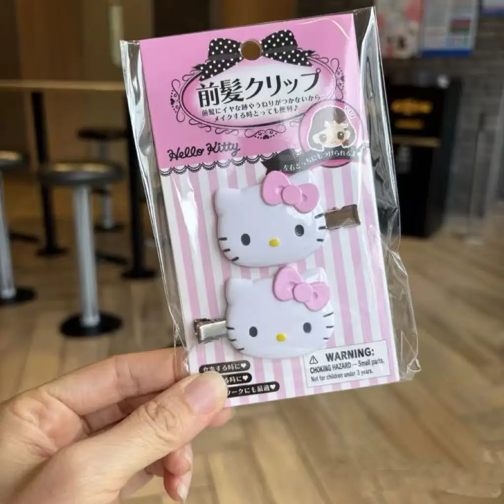 2Pcs/Set Women's Fashion Sanrio Hello Kitty Bunny Seamless Clip Side Clip Hair Clip for Cartoon Bangs Clip Hair Accessories