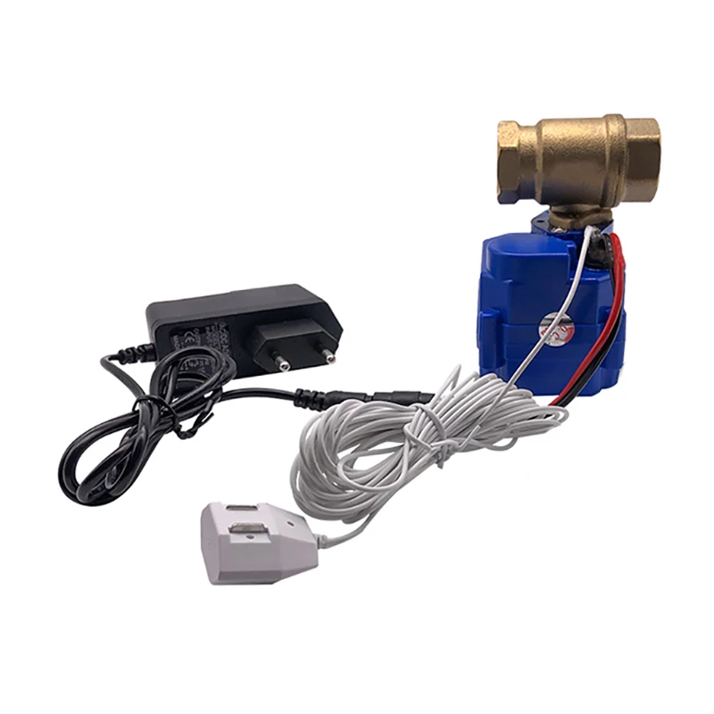 

home alarm water leak detector leakage sensor brass water valve 1/2" 3/4" 1" Flood Stop Valve with Water Sensor for smart home