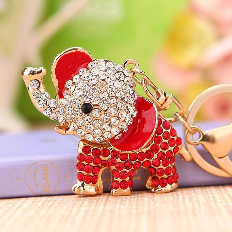 Fashion Crystal Elephant Car KeyChain Alloy Key Chain Ring Holder Animal Keyring Laveros Charm Women Bag Jewelry