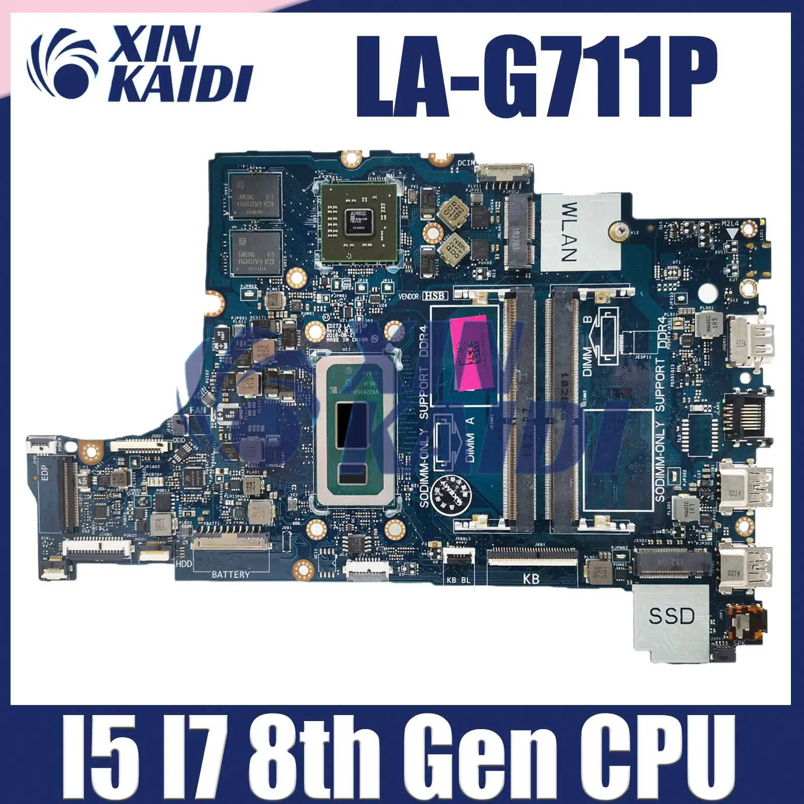 

Laptop Motherboard For Dell Inspiron Vostro 3480 3580 3780 0CX07X LA-G711P CN-0N2PHY Computer Mainboard with I5 I7 8th CPU Gen