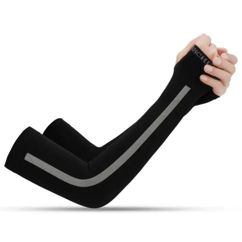 Summer Ice Silk Sunscreen Sleeves Finger Sleeves Moisture Wicking Cycling Arm Sleeves Elastic Breathable Cooling Sleeves Cover