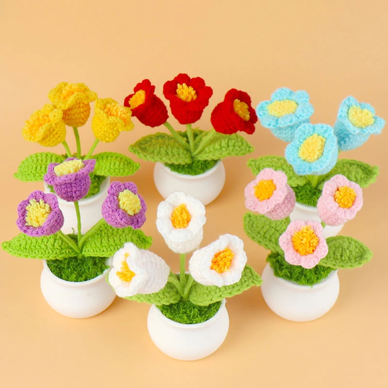 

Ручное вязание горшечных растений, сотканный вручную горшок из лилий долины, имитация украшения автомобиля, аксессуары для интерьера автомобиля, украшения