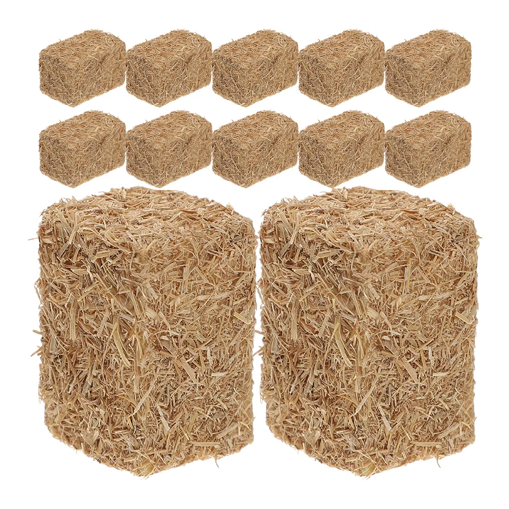 

12 Pcs Accessories Mini Haystack Model Micro Landscape Ornaments Decorative Straw Wood Stacks for Decoration Bale