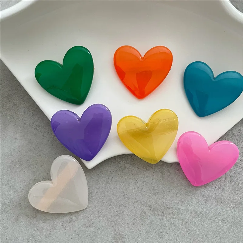 Summer small fresh jelly color acrylic love hairpin side clip girl heart peach heart duckbill clip bangs clip