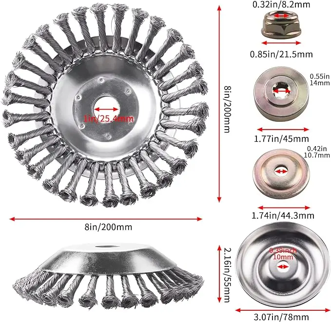 6 дюймов/8 дюймов/10 дюймов стальная проволока, головка для обрезки газонокосилки, щетка, аксессуары, садовый инструмент, универсальная бензиновая