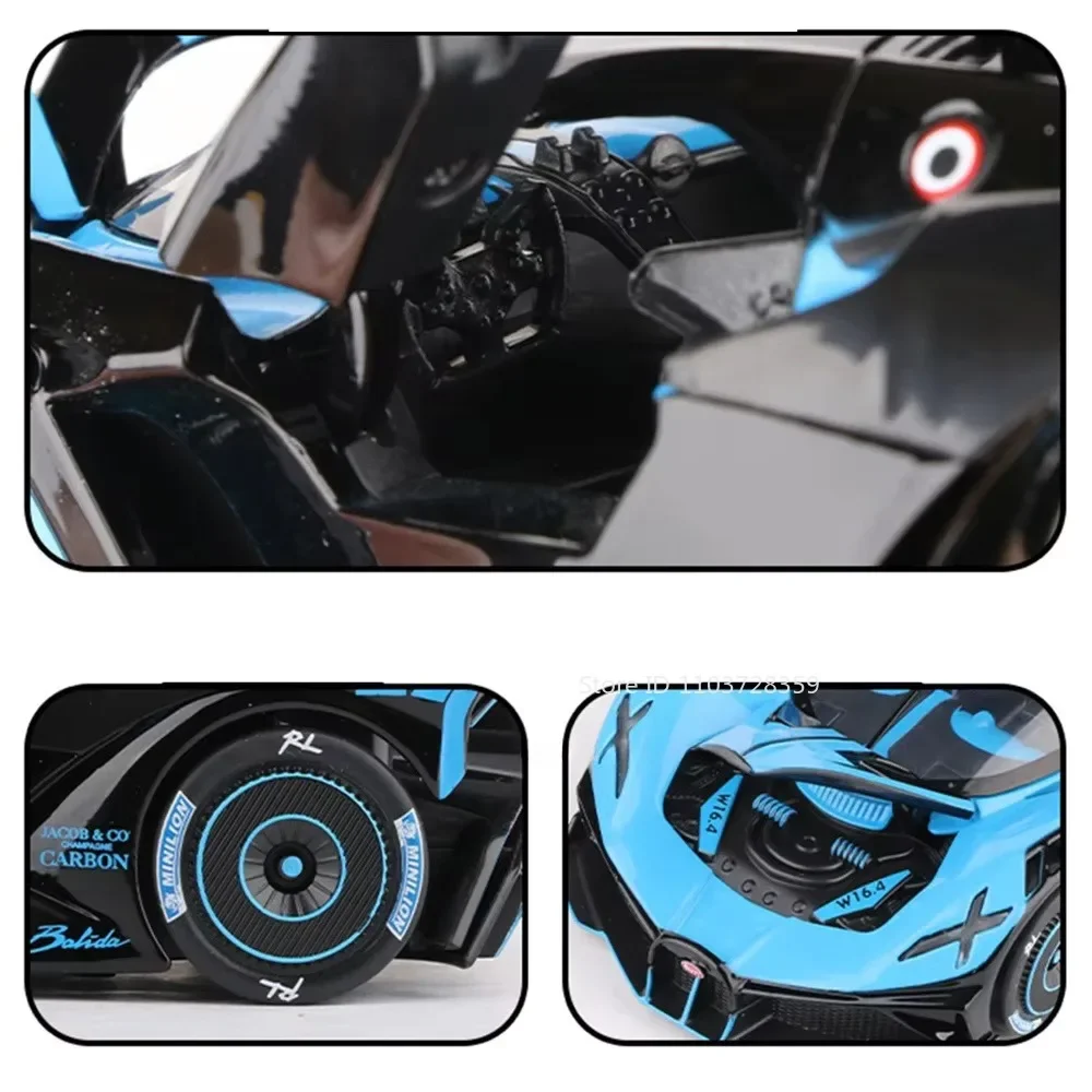 1:24 Model BOLIDE ATLANTIC Sports Car Toys Alloy Diecast Supercars Sound Light Doors Opened Pull Back Shock Vehicle for Toy Gift