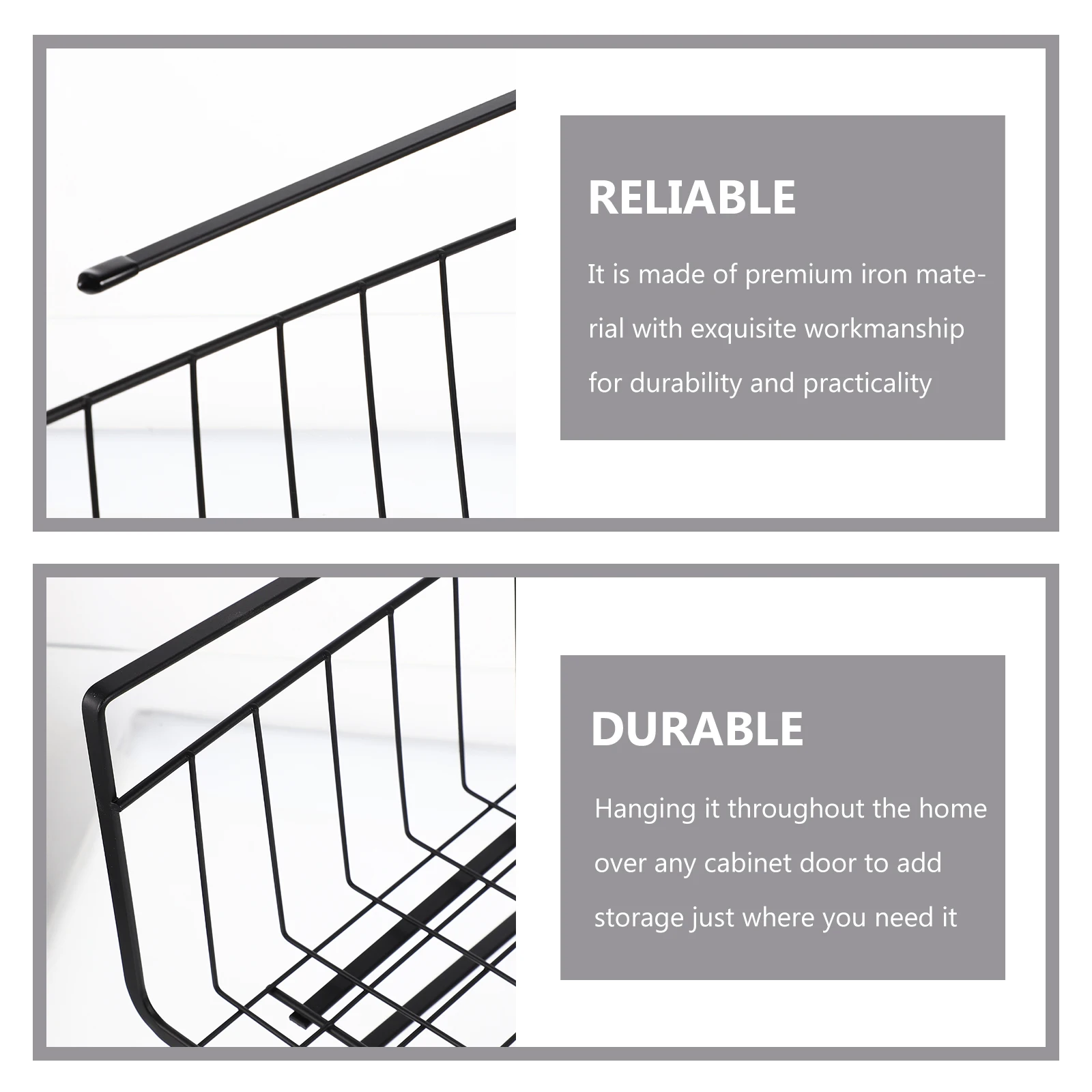 

Kitchen Cabinet Storage Organizer Baskets Sliding Rack Cupboard Hanging Iron Practical Cook Space Saver Kitchen Counter