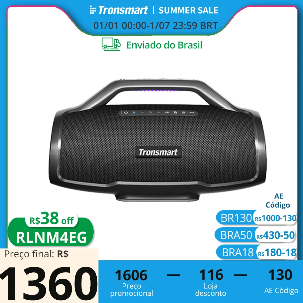 Tronsmart Bang Max Bluetooth Speaker 130W Speaker with 3 Way Sound System, Sync Up 100+ Speakers, APP Control, Guitar/Mic Input