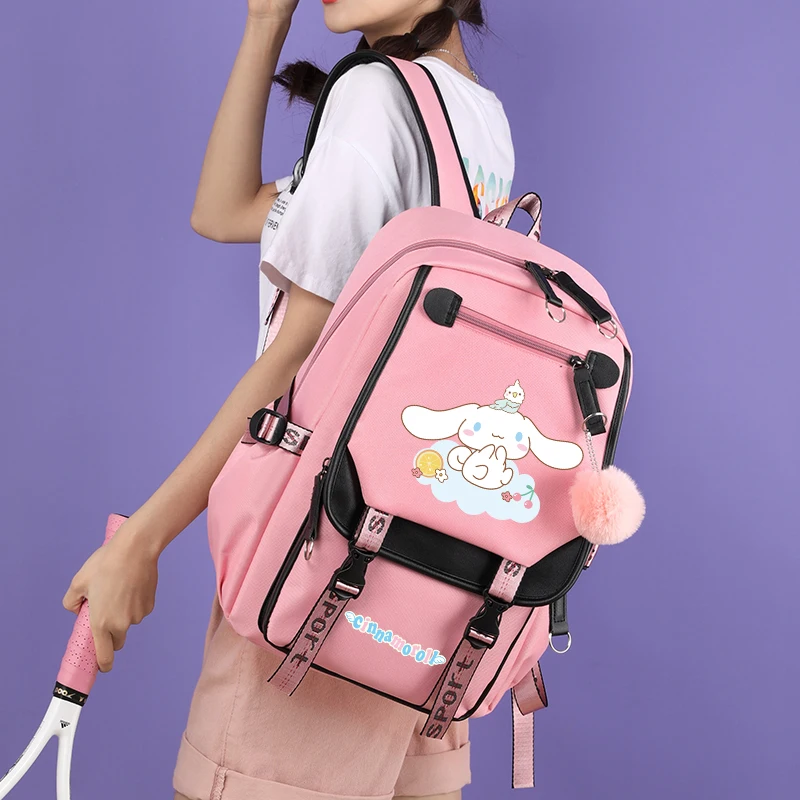 3Pcs/set Sanrio Cinnamoroll Backpack Canvas Backpack Mochila for Men Women Travel Bag Student Girl Boy Back To School Schoobag