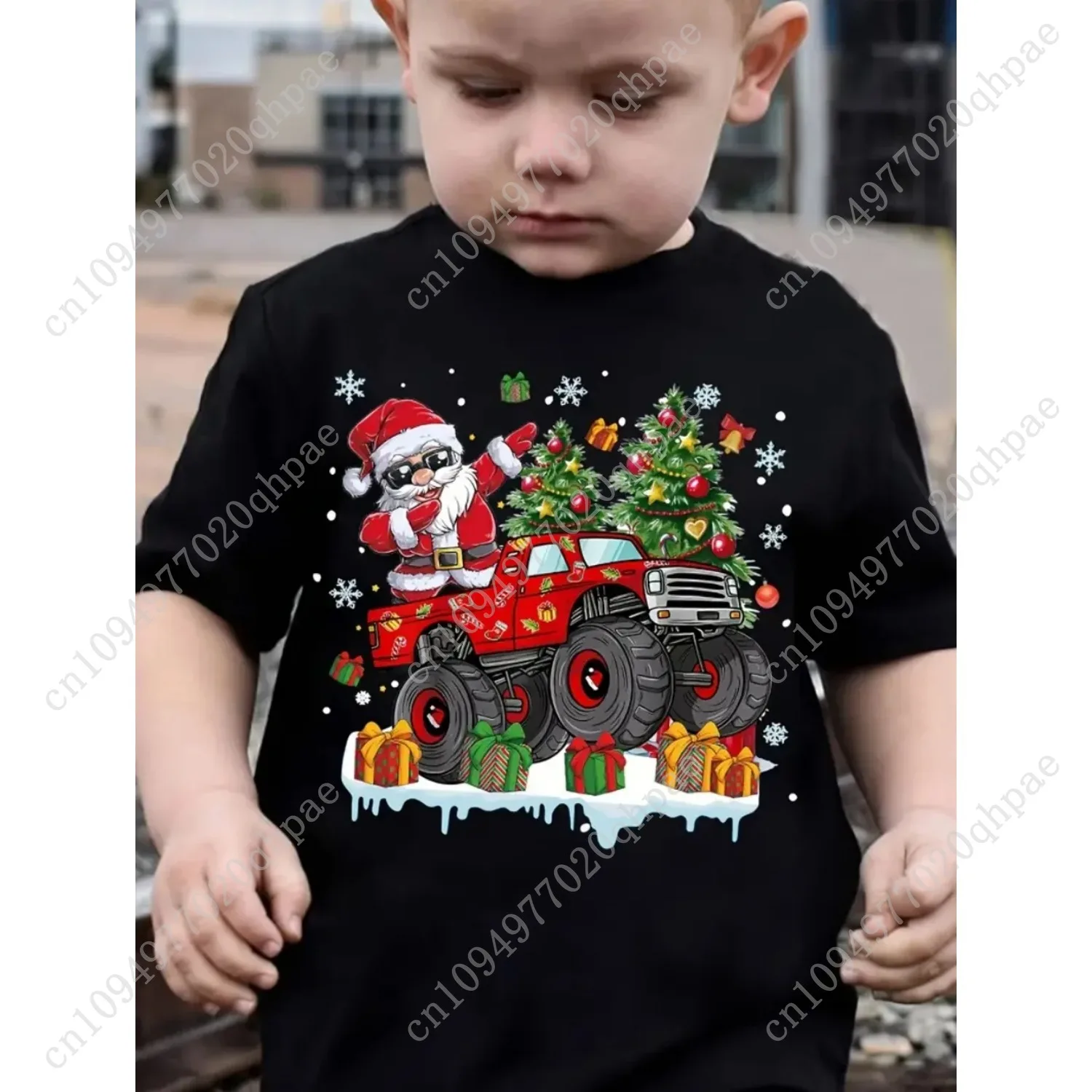 عيد الميلاد الأطفال تي شيرت سانتا كلوز طباعة فتاة الملابس لطيف الكرتون البلوز تيز الصبي بلايز ملابس الأطفال فضفاضة غير رسمية #5