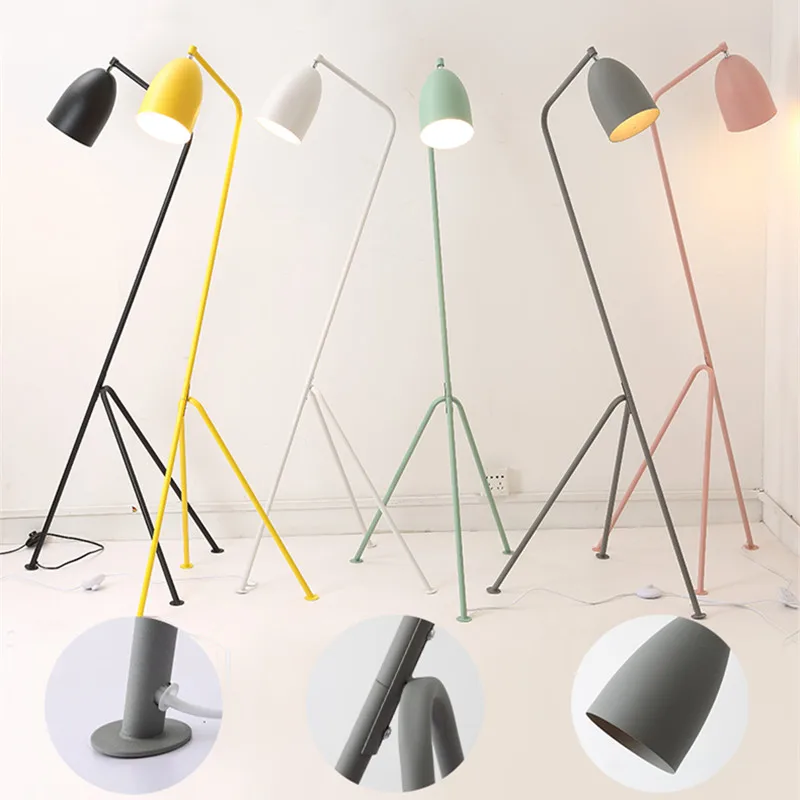 Retro Living Room Floor Lamp Designer Grasshopper Floor Lamp For Bedroom Bedside Study Room Indoor Nordic Macaron Standing Light