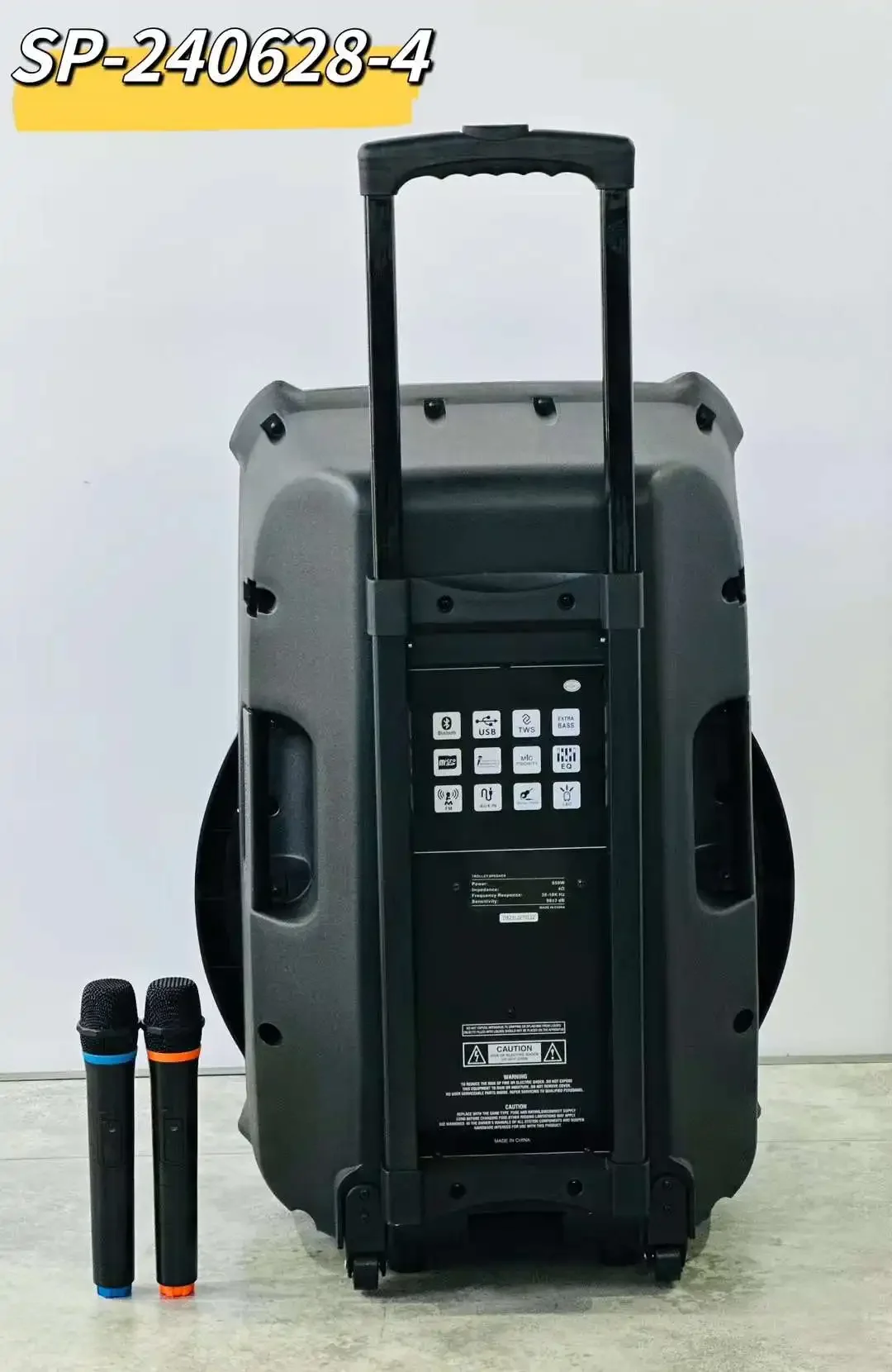 

1+18 Inch Subwoofer Big Trolley Portable Stage Speaker With Dual Wireless Mics & Remote 160W Power Wireless Stereo Loudspeaker