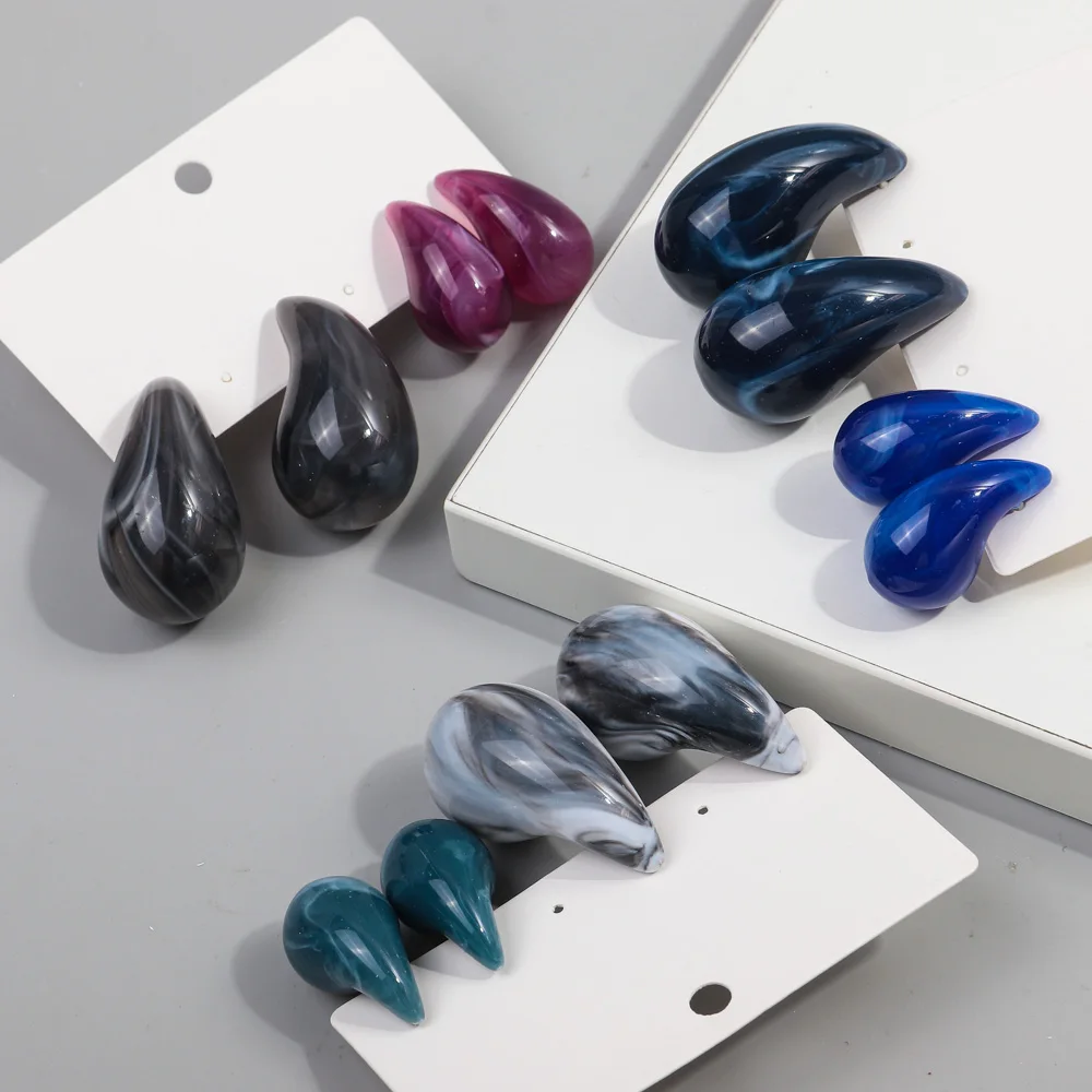 الاكريليك متعدد الألوان قطرة الماء القرط للنساء ، الأطواق الحديثة القرط ، موراندي اللون ، المجوهرات مكتنزة ، الهدايا ، 2 أزواج ، مجموعة #4