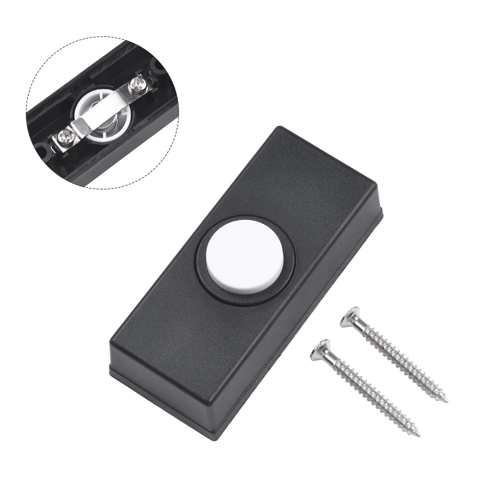 1pc Doorbell Push Button ABS Wired Connection ///////////// Wiring Black Door Bell Chime Bell Push Press Button Tools