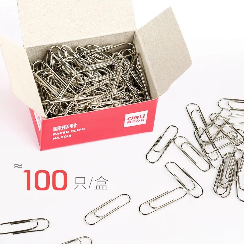 100 Pcs/box Silver Regular 29mm Paper Clips Bookmark Metal Nickel Plated Rust Proof Office Stationery