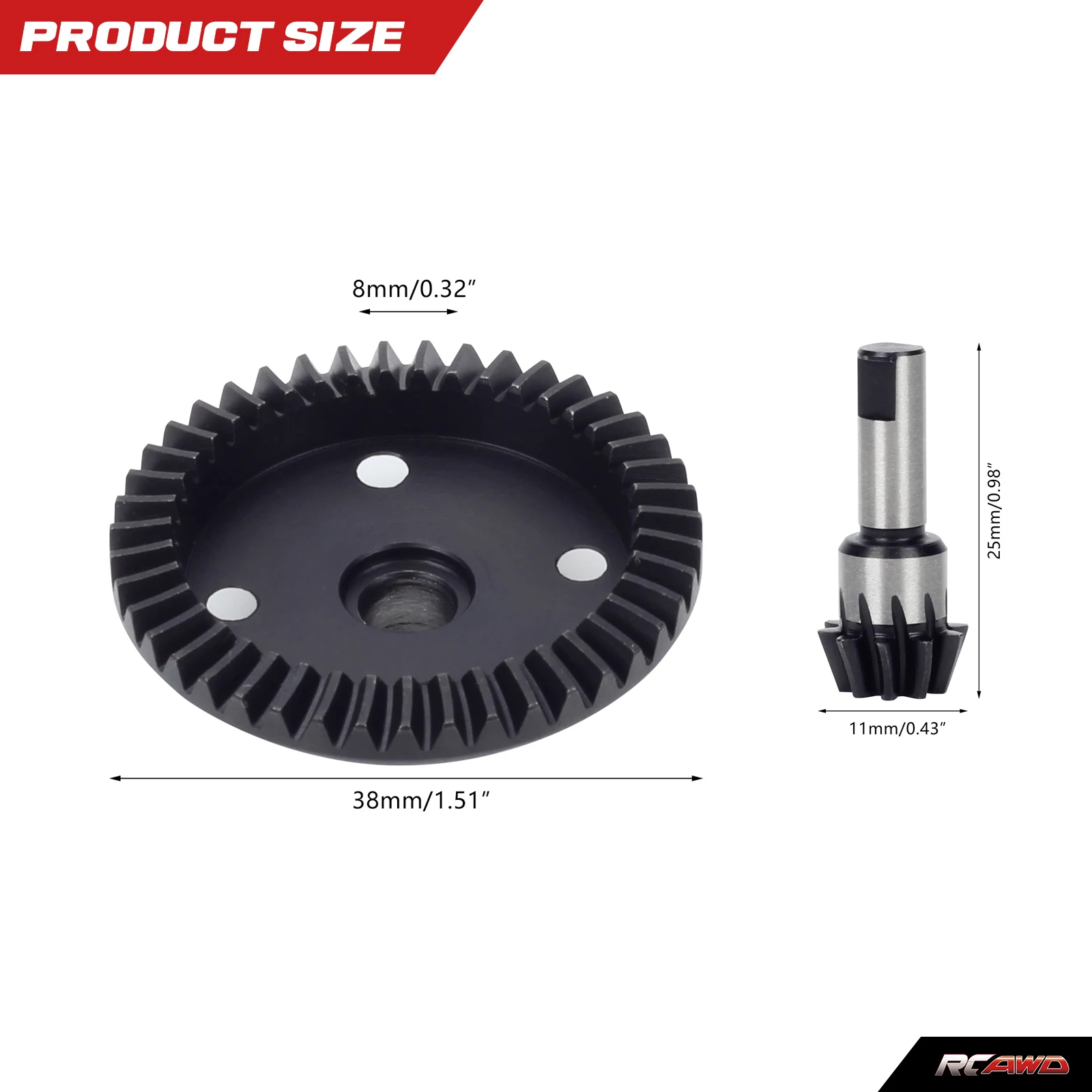 RCAWD 2 Sets Steel 43T 10T Main Diff Spur Input Gear for Arrma 1/7 1/8 6s Mojave Kraton Outcast Talion EXB Differential Gears