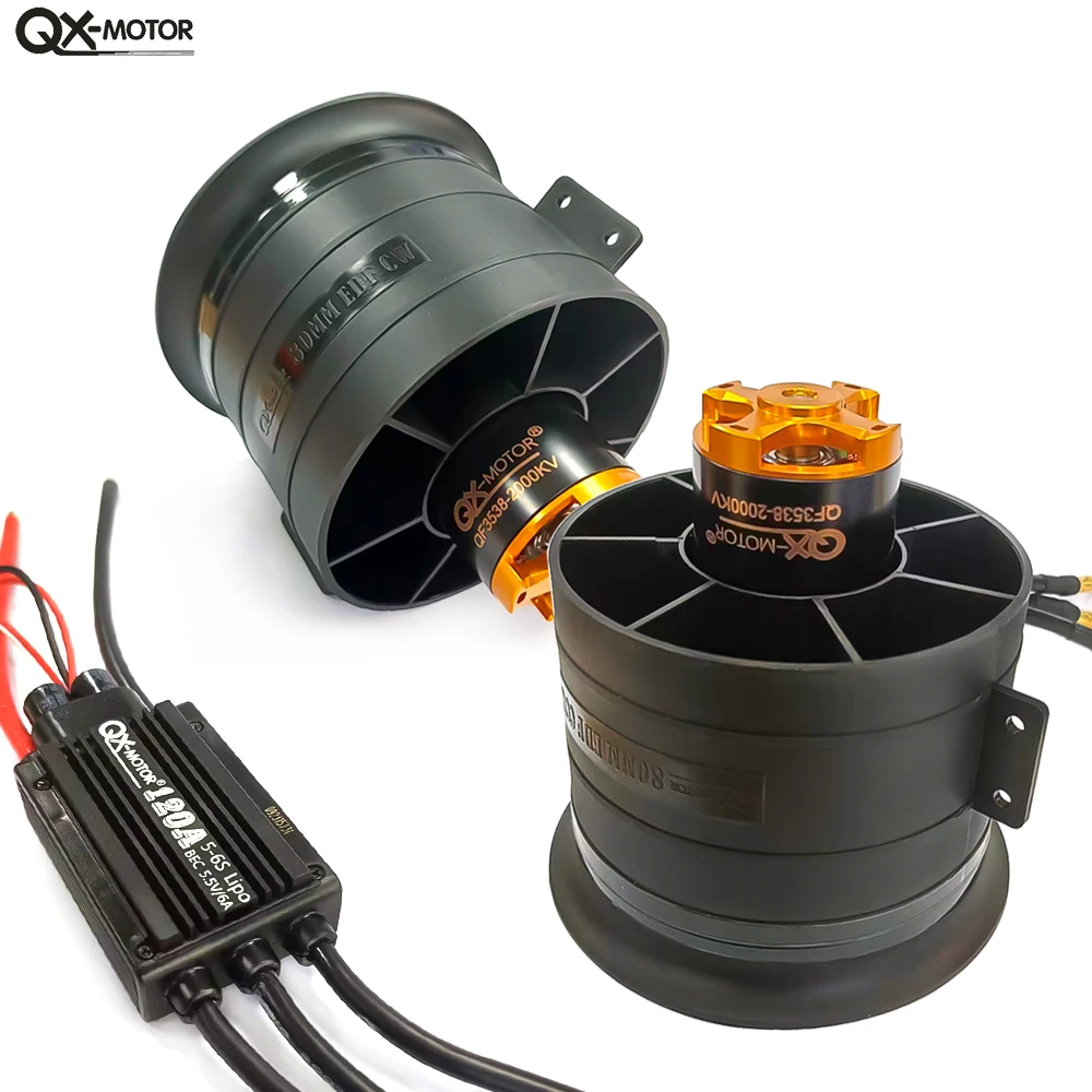 QX-MOTOR QF3748 QF3538 12Blades Fan 80mm EDF CW CCW 6S/12S with 1000KV 2000KV Brushless Motor use ESC For RC Drone Toy Parts