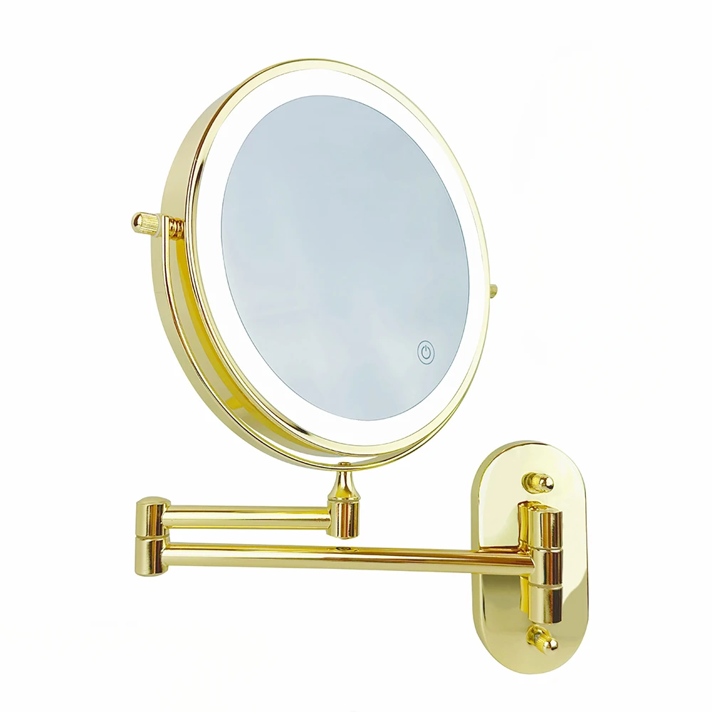 

8 inch Gold Wall Mounted Makeup LED Mirror 3X-10X Magnifying USB charing Double Side Bathroom Smart Shaving Cosmetic Mirror