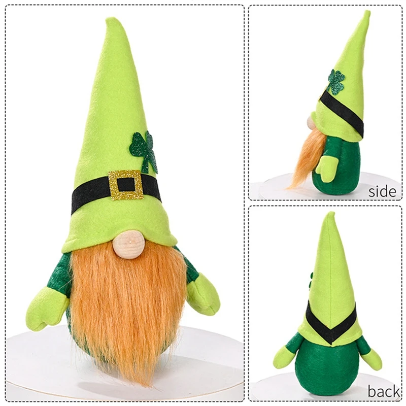 St.Patrick's Day Gnome Plush Elf Decorations - Mr And Mrs Green Buffalo Check Plaid Handmade Scandinavian Tomte