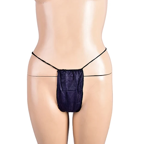 Tanga desechable de viaje, ropa interior con parte trasera en T, ideal para salón, Spa, color azul o negro, 10 unidades por paquete