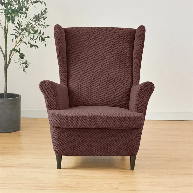 2 teile/satz Jacquard Flügel Stuhl Abdeckungen Einfarbig Stretch Wingback Sessel Schonbezüge Anti-schmutzige Möbel Protector Dekor – Detail 14