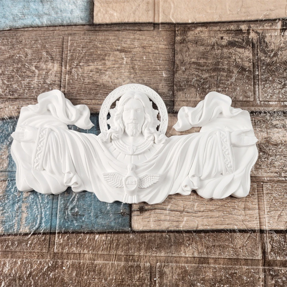 Wall Hanging Jesus Statue Cement Concrete Mold Peace Dove Open Shoulders Jesus Gypsum Plaster Mould Craft Ornament Resin Mold