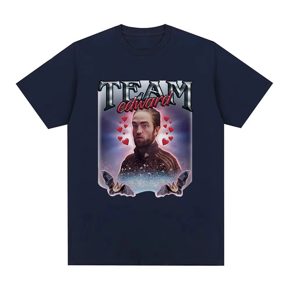 Team Edward Robert Pattinson Graphic T-shirt Funny Meme Short Sleeve T-shirts Men Women Fashion Cotton Oversized Casual Tee