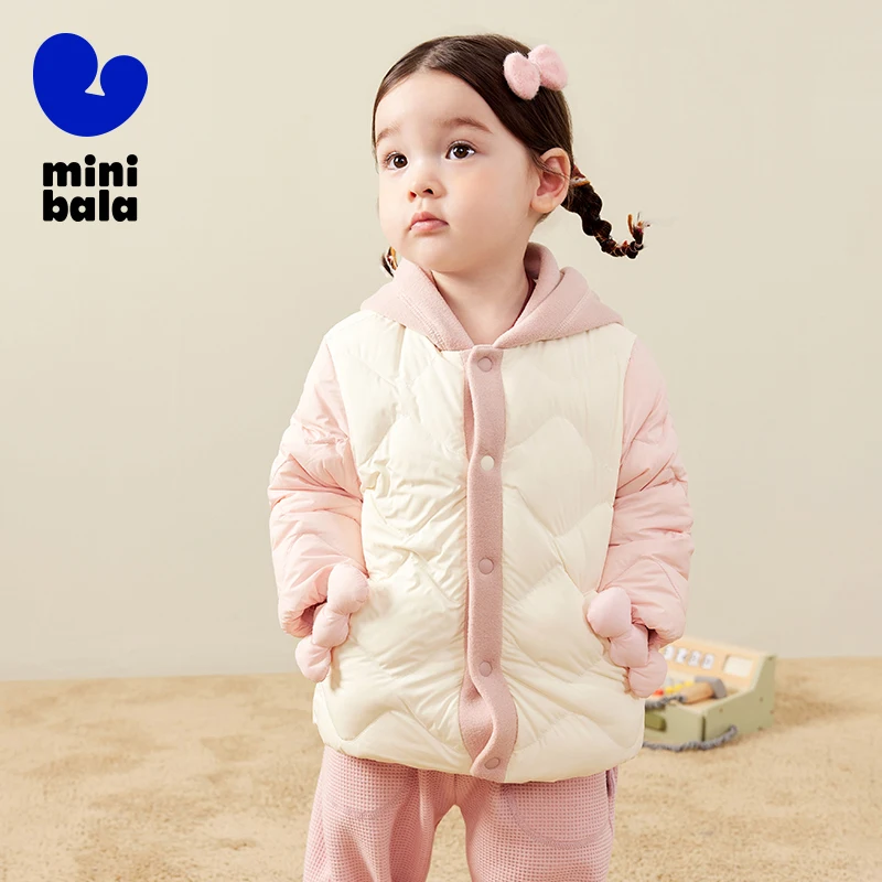 Mini Bala Down Jacket for Boys and Girls Winter New Product Patchwork Cute Baby Warm Fashionable Down Jacket Outerwear