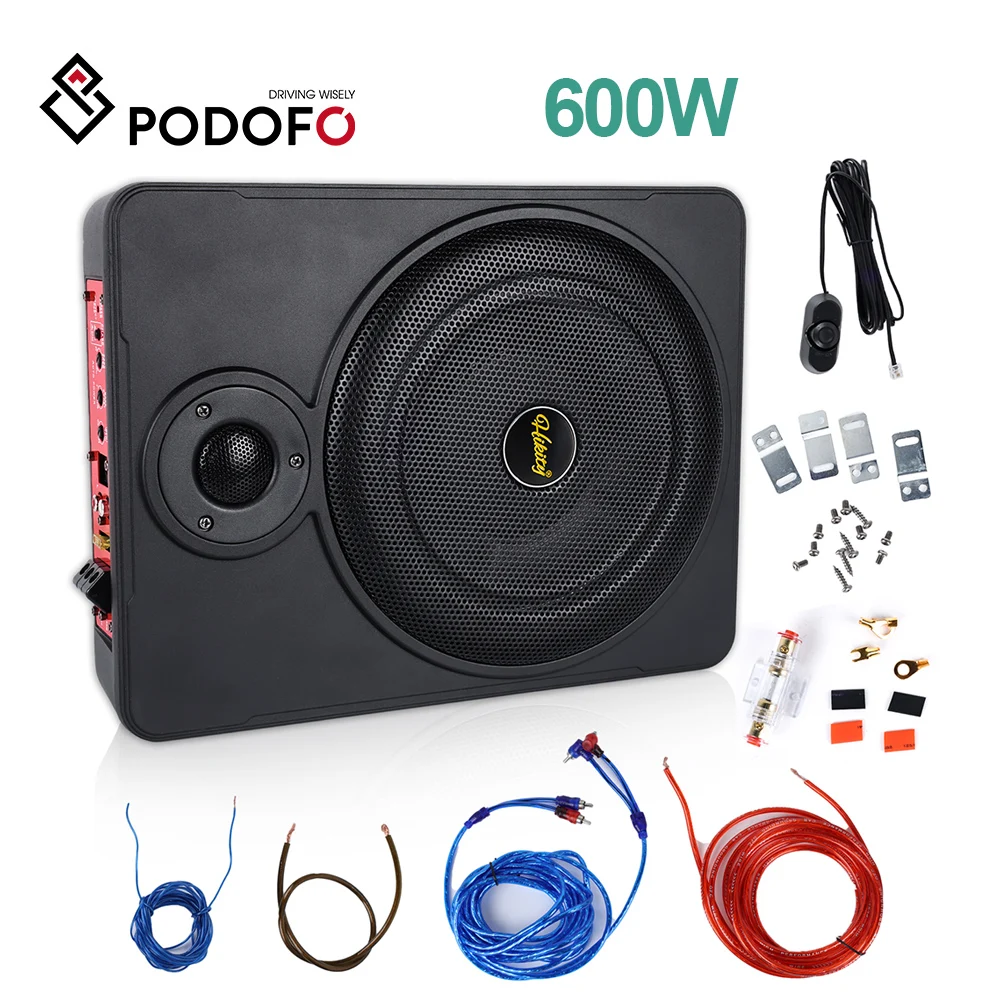 10Inch Car Subwoofer Audio 600W 800W High-power Speaker 90db Under Seat Woofer 1 Set SLIM Powered Subwoofer Enclosure With Cable