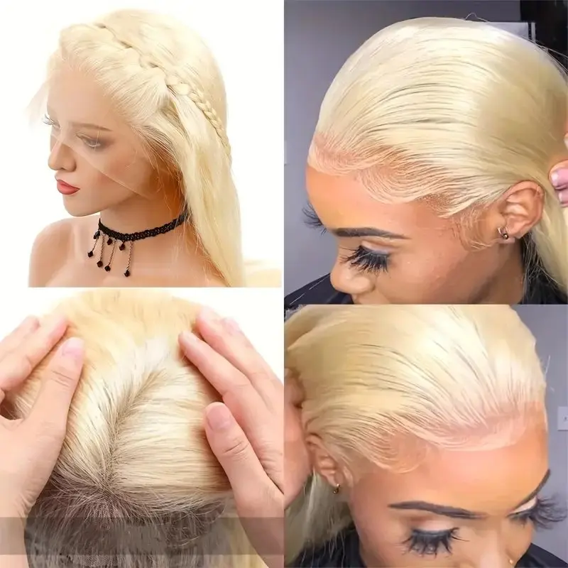 13x6 HD Lace Frontal Wig Human Hair Wig  613  Blonde 18 38 Inch Transparent 180% Straight Pre-plucked Brazilian For Women