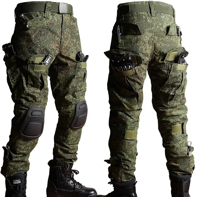 Conjunto táctico camuflaje camiseta larga pantalón cargo multibolsillo - imagen 3