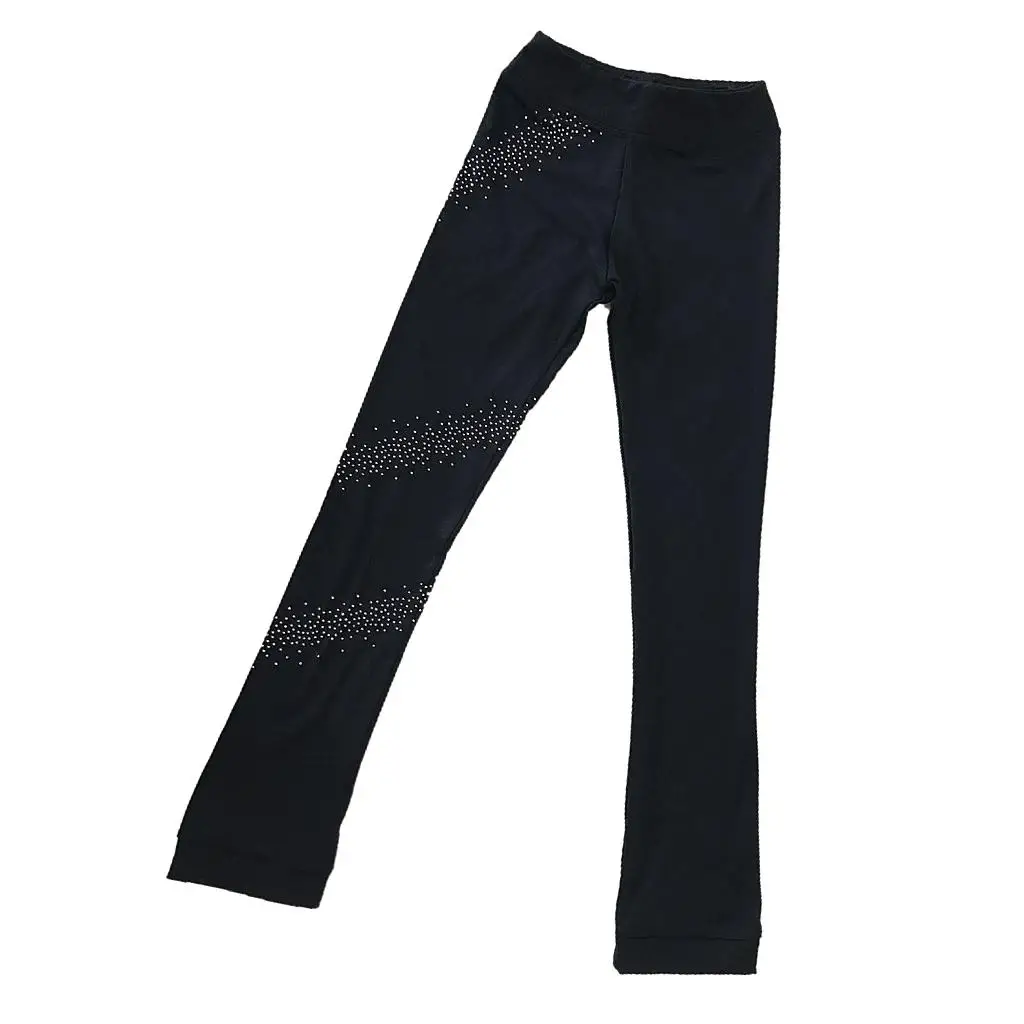 

Леггинсы для фигурного катания с кристаллами, эластичные, черные, спортивные, для взрослых и детей, для соревнований и тренировок