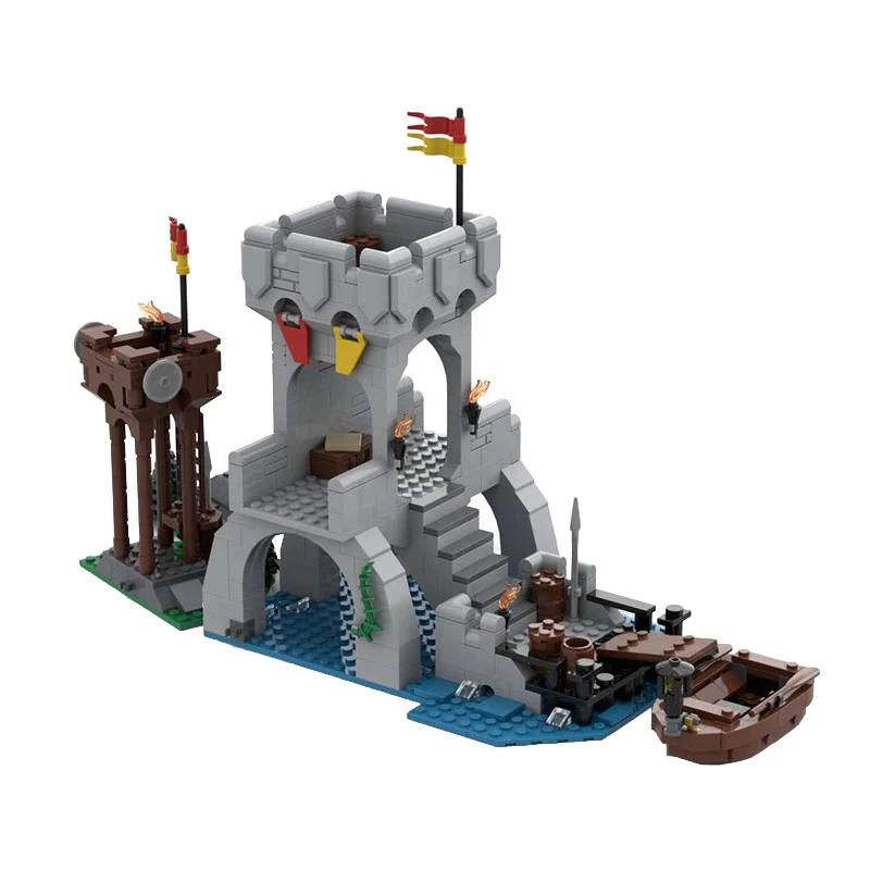 

MOC Building Blocks Scence Medieval Lion Castle Bridge Tower Architecture DIY Assembly Bricks Collection Toys for Children Gifts