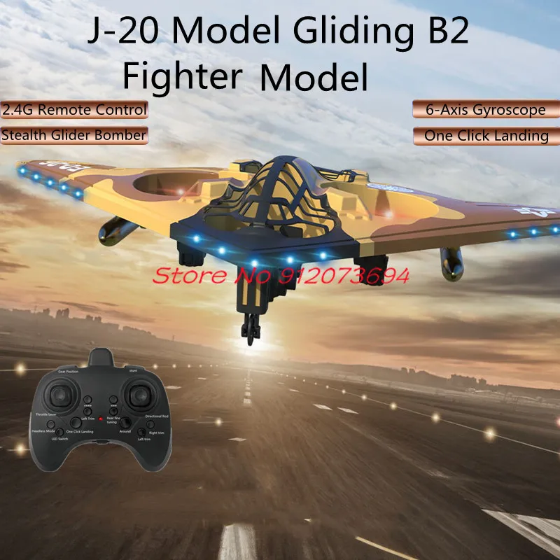 B2 Shaped Vortex Structure Remote Control Fighter 100M 360° Rotation Fixed Altitude Hover Headless Mode Smart RC Plane Airplane