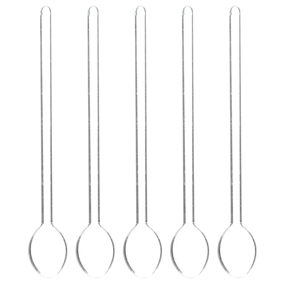 

5Pcs Long Handle Glass Spoons Durable Mixing Spoon Coffee Stirring Spoon for Dessert Bar Kitchen Cake Scoop Glass Teaspoon
