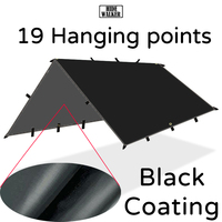 19 Hanging Points Black Coating Tarp Waterproof Black Coated Tarp Outdoor Camping Tent Tarp Bushcraft Shelter DIY Tent Fly