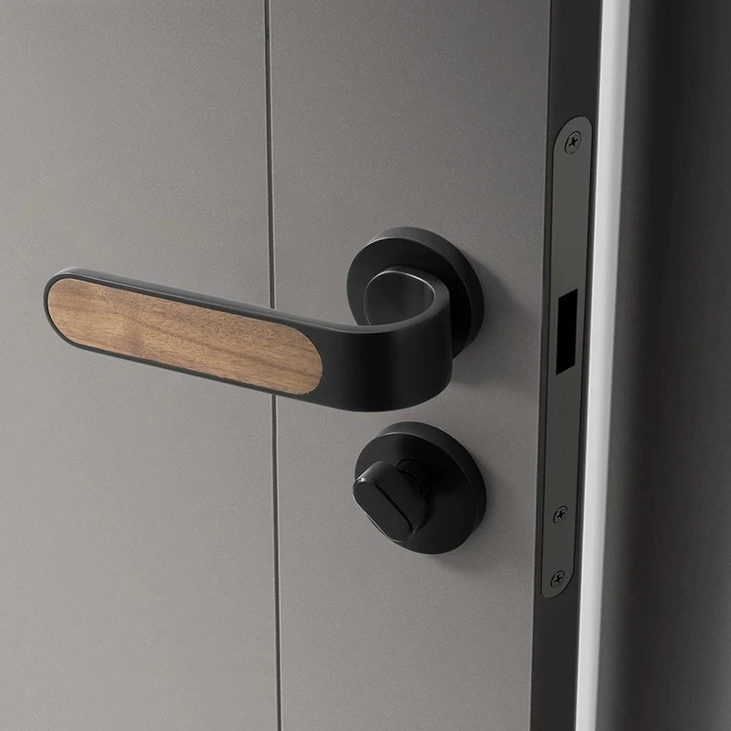 

Magnetic Silent Privacy Door Lock Wood Grain Handle Minimalist Bedroom Interior Universal Fashionable Strong Rustproof Home