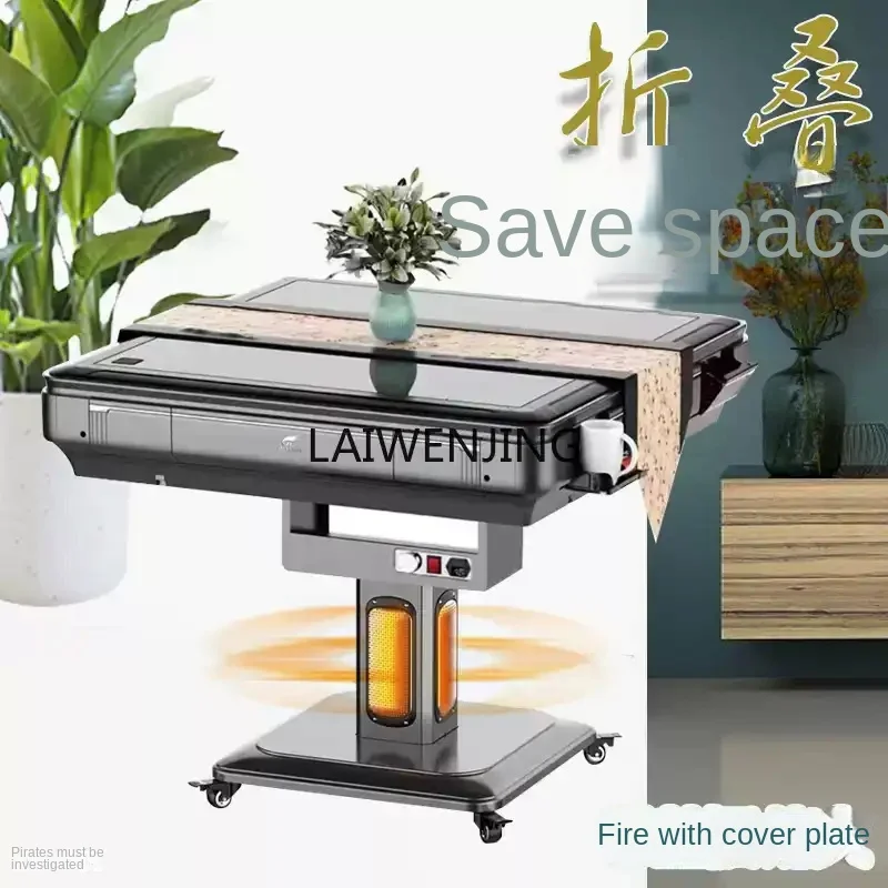 LYN new silent automatic folding mahjong machine, dual-purpose mahjong table for meals and entertainment, with fire