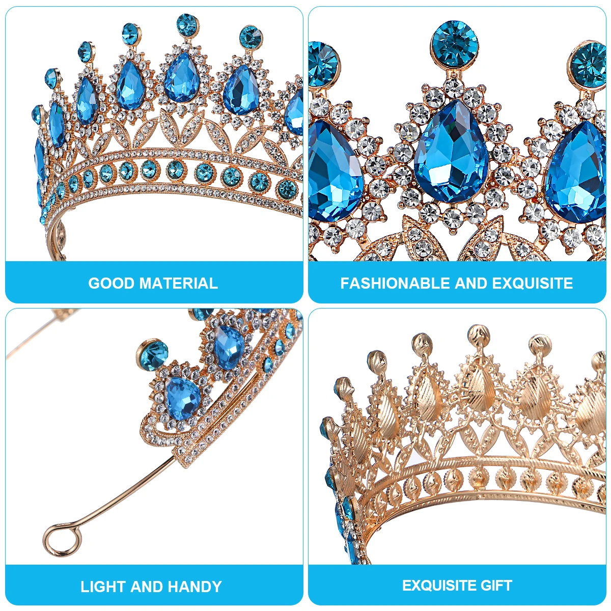 

Light Blue Women Accessory Tiara Bridal Girl Crowns And Tiaras Headband Wedding Party Tiara Decorative Accessories