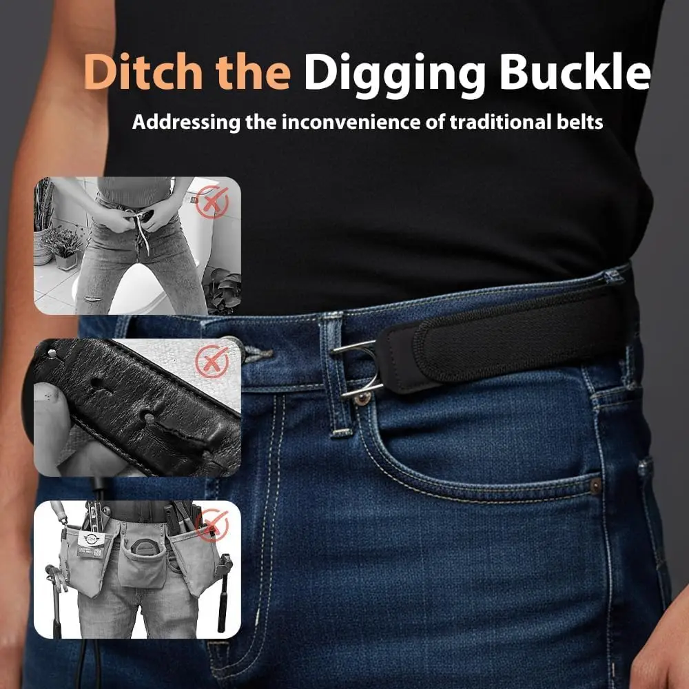 Adjustable Tactical Belt For Men & Women No Buckle Work Strap_voghion.com