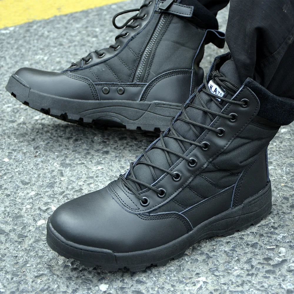 2025 New Men's High Top Desert Boots Tactical Round-toe Lace-up Shoes Nylon Upper Wear-Resistant Non-Slip Outdoor Combat Boots