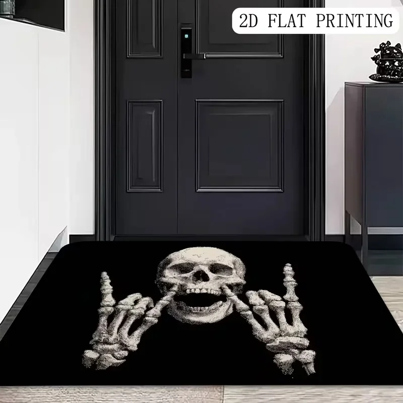 Gothic Skull Smoke Design Skull Pattern Floor Mat Suitable for Bedroom Living Room Entrance Bathroom Gothic Home Decoration