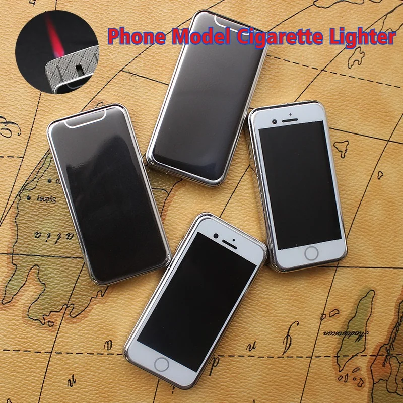 

New Phone Model Windproof Flame Igniter Slide Cover Switch Inflatable Lighter Red Fire Cigarettes Lighters & Smoking Accessories