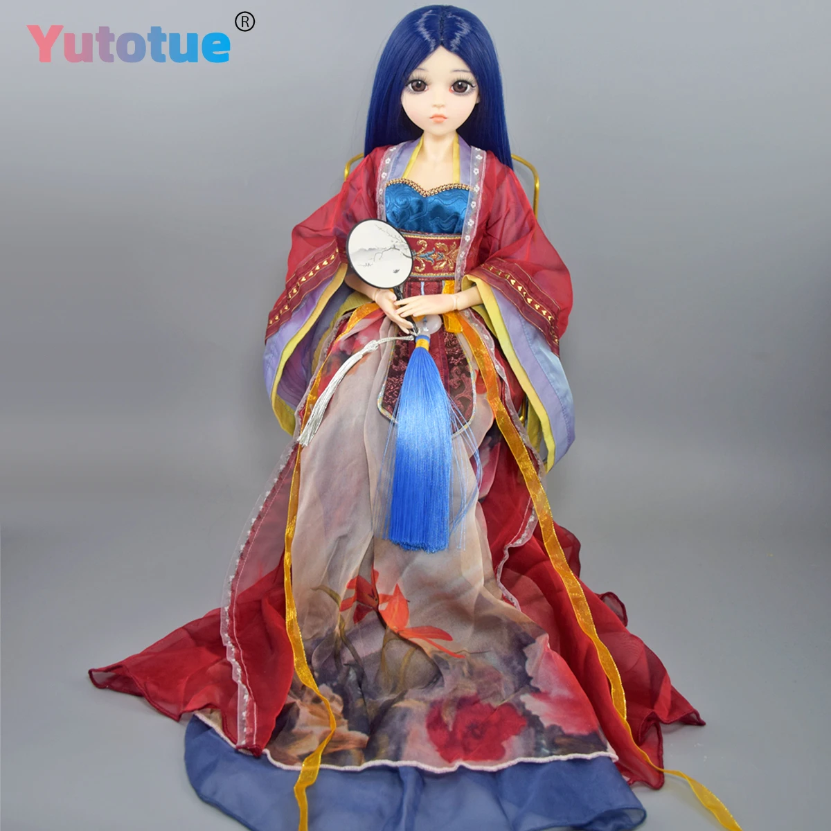 Lalka YUTOTUE o wysokości 60 cm w stylu starożytnym, dziewczynka z długą peruką, ręcznie robione ubranka, zestaw lalki BJD.