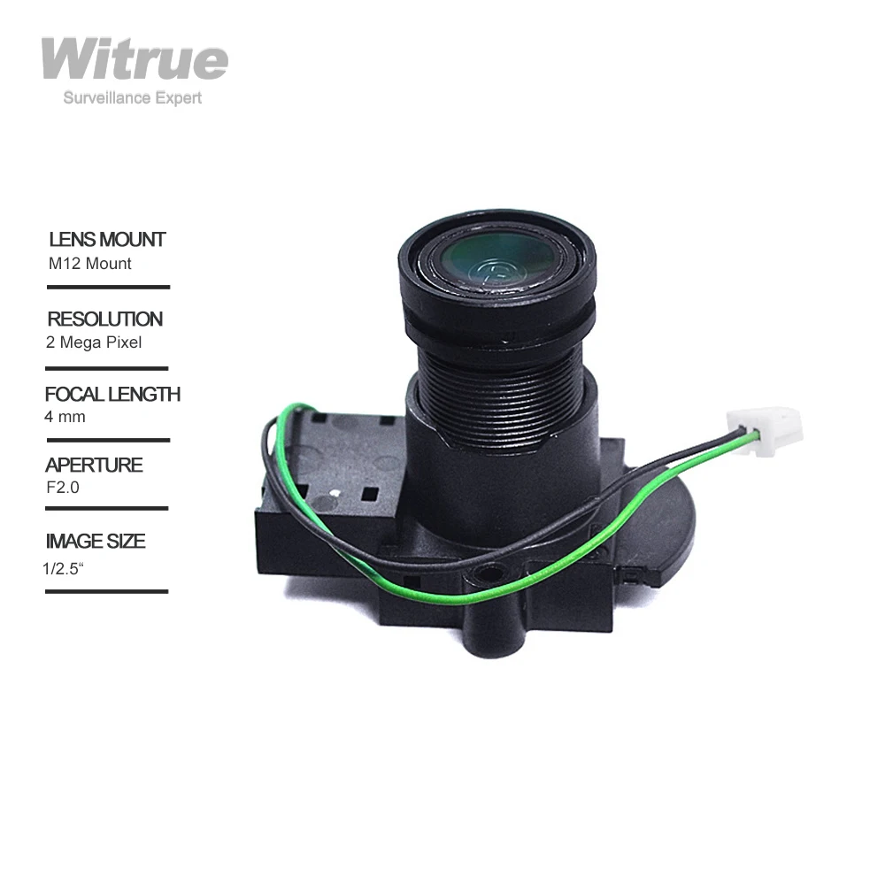 Witrue lente da câmera cctv 2mp 1080p 4mm m12 montagem abertura f2.0 com corte ir para câmeras de segurança vigilância