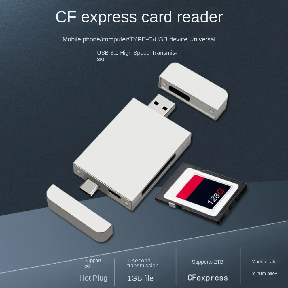 

Dual Interface Magnetic 10G High-Speed CFExpress CFE Card Reader, Magnetic Design For Data Transmission, Easy to use