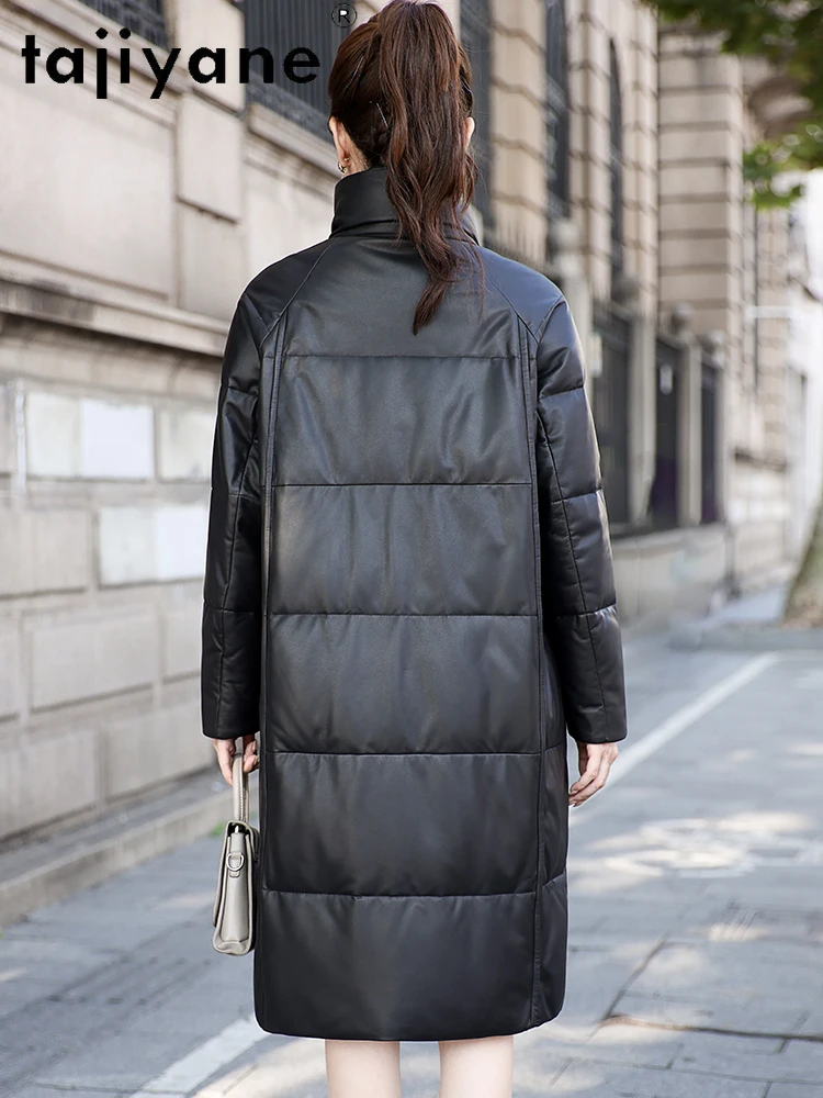 TAJIYANE Pufferjacke aus 100 % echtem Schaffell für Damen, weiße Entendaunenmantel, luxuriöse Echtlederjacken, Winterkleidung für Damen, 2025, Isabadah