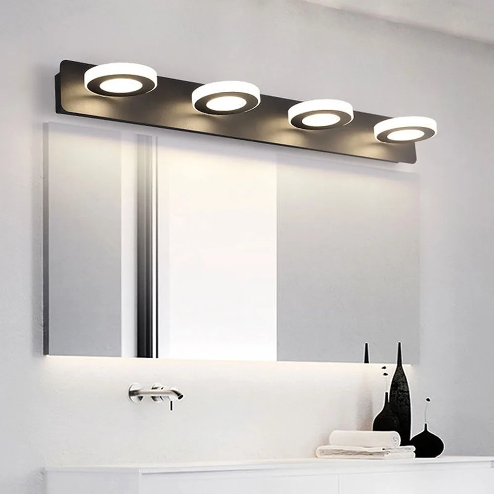Modern LED Bathroom Mirror Front Vanity Lamp 2/3/4/5 Lights Round Square Acrylic Shade Chrome Wall Sconce for Washroom
