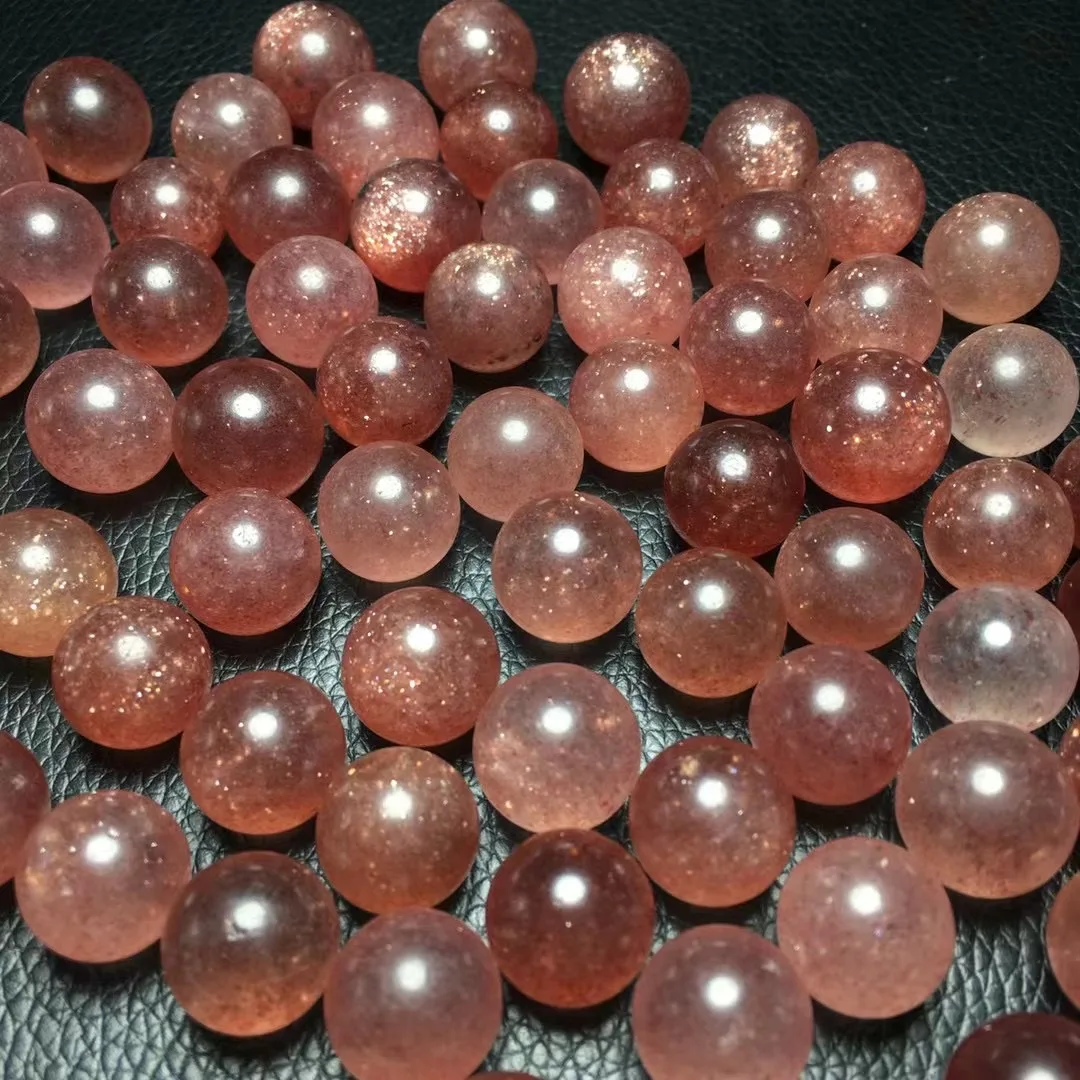 

5PCS Natural Strawberry Quartz Sphere Red Mica Inclusion Quartz Home Decor Gifts Spiritual Prayer Meditation Crystal Stone